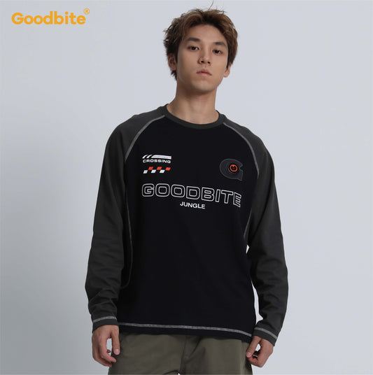 Goodbite Long-sleeve crewneck T-shirt with animated dinosaur emoji,Free Shipping