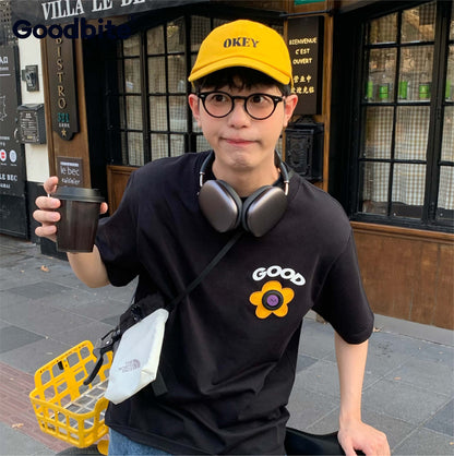 GOODBITE Dynamic Floral Emoticons Display T-shirt