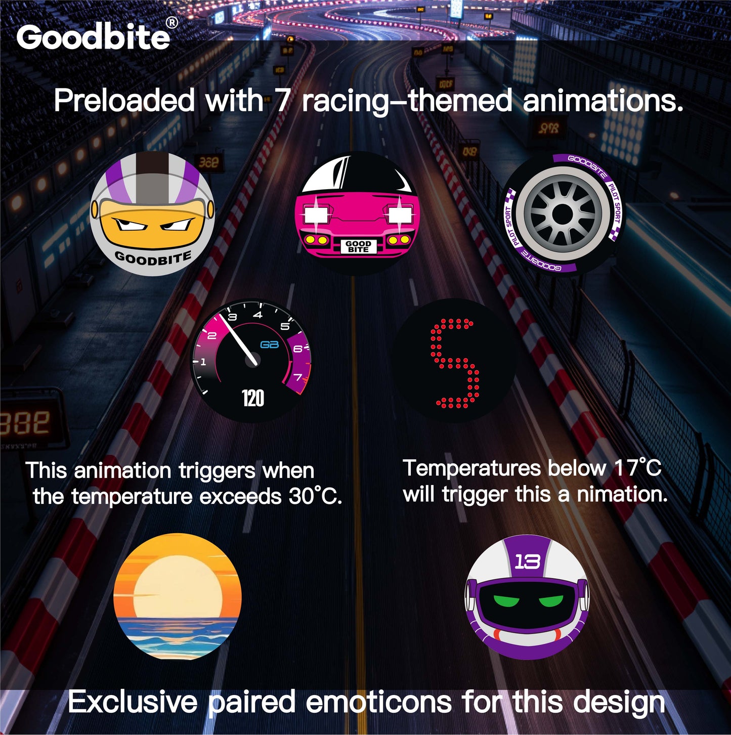 GOODBITE Dynamic Racing Emoticons Display T-shirt