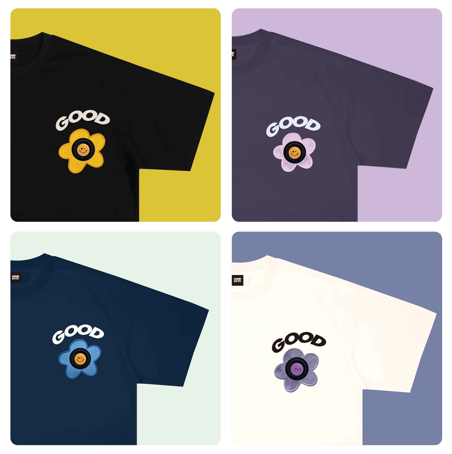 GOODBITE Dynamic Floral Emoticons Display T-shirt