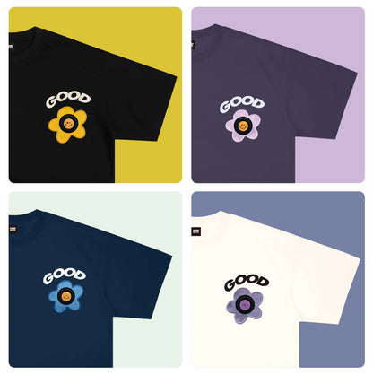 GOODBITE Dynamic Floral Emoticons Display T-shirt