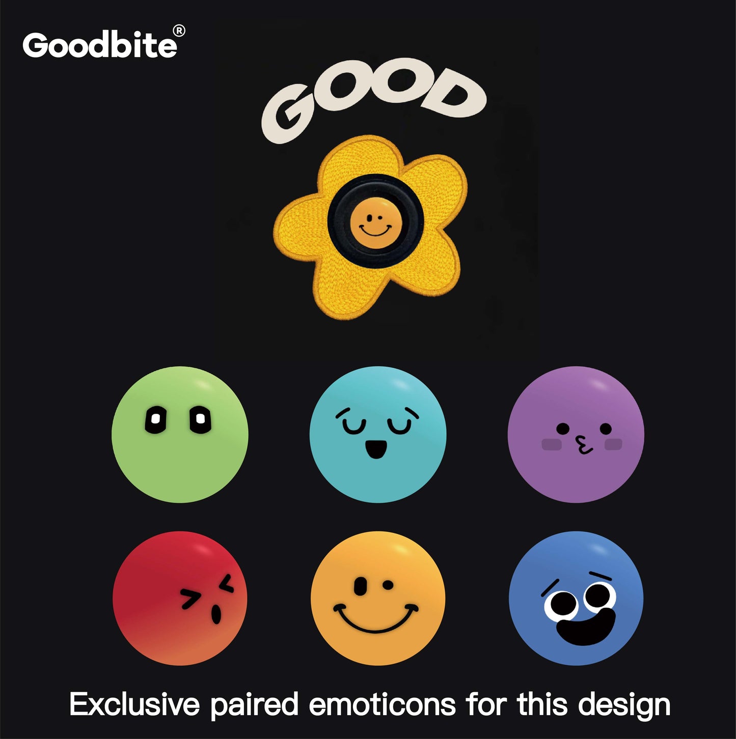 GOODBITE Dynamic Floral Emoticons Display T-shirt