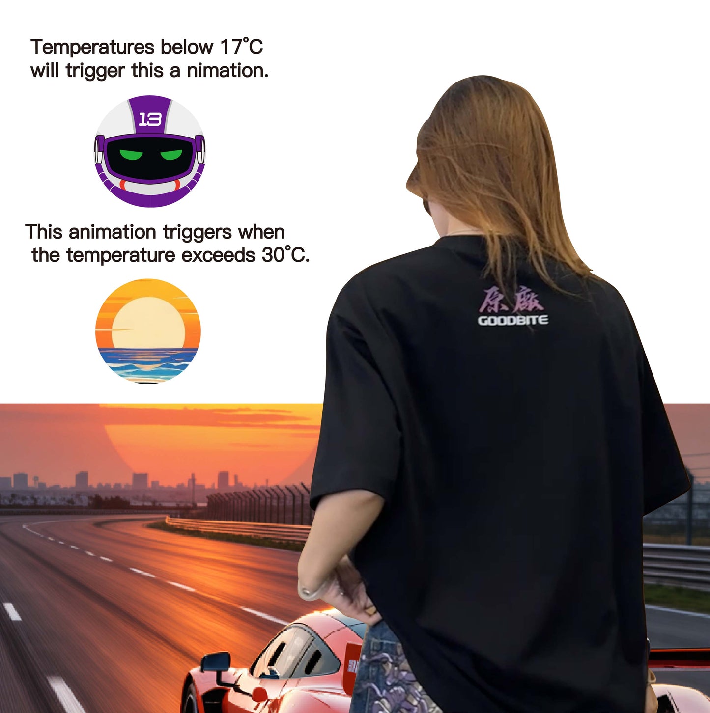 GOODBITE Dynamic Racing Emoticons Display T-shirt
