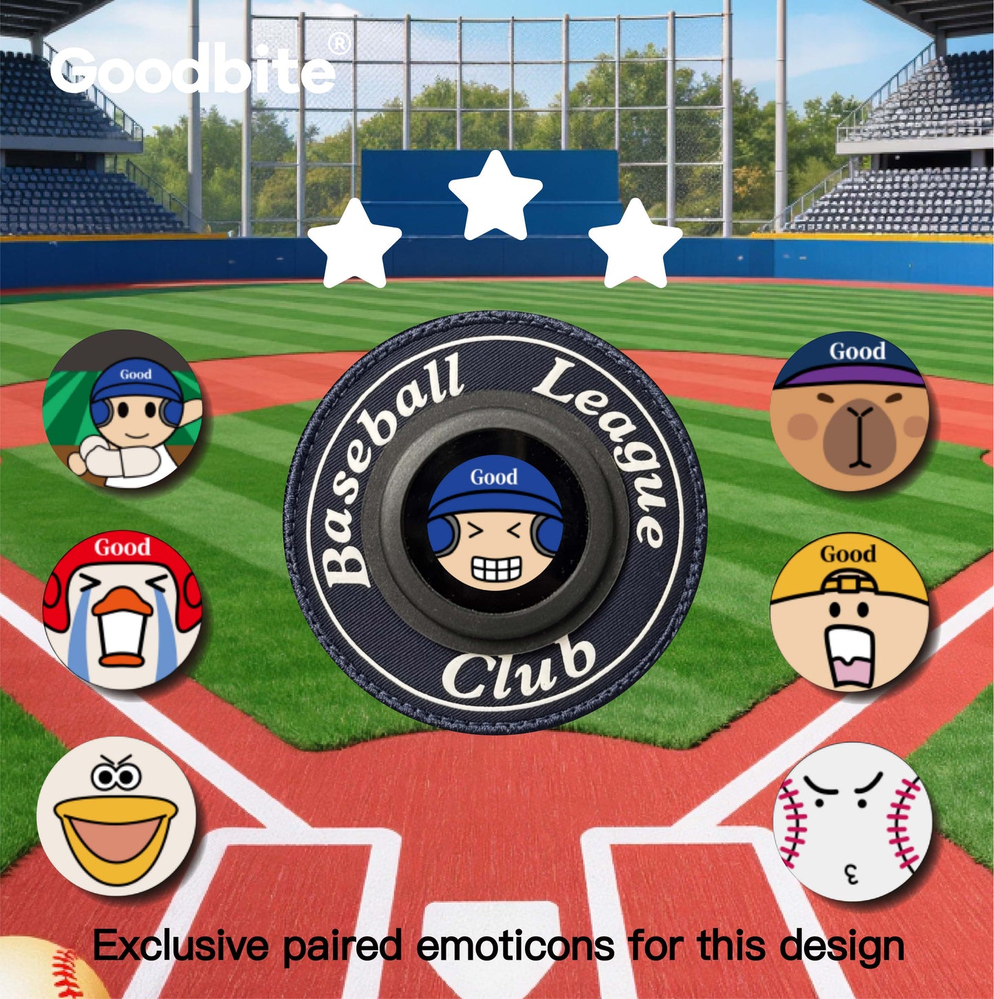 GOODBITE Dynamic Emoticon Display Baseball Hoodie