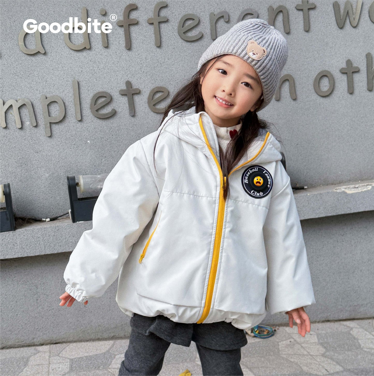 GOODBITE Fun Carnival Dynamic Emoji Display Padded Jacket for kids