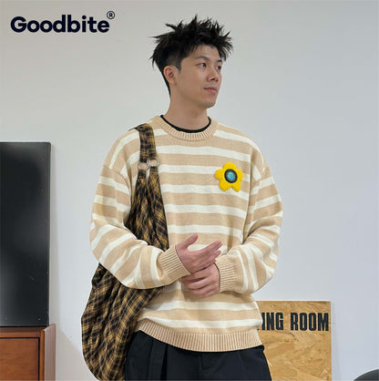 GOODBITE Dynamic Emoticon Display Striped Knitwear