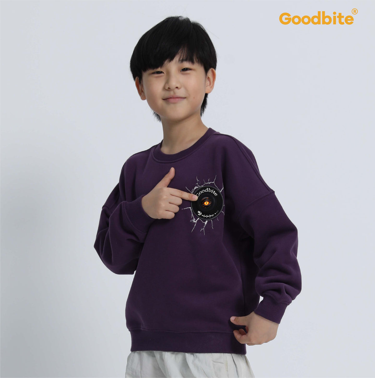 Goodbite Kids' Crewneck Sweatshirt with Animated Emojis，Free Shipping