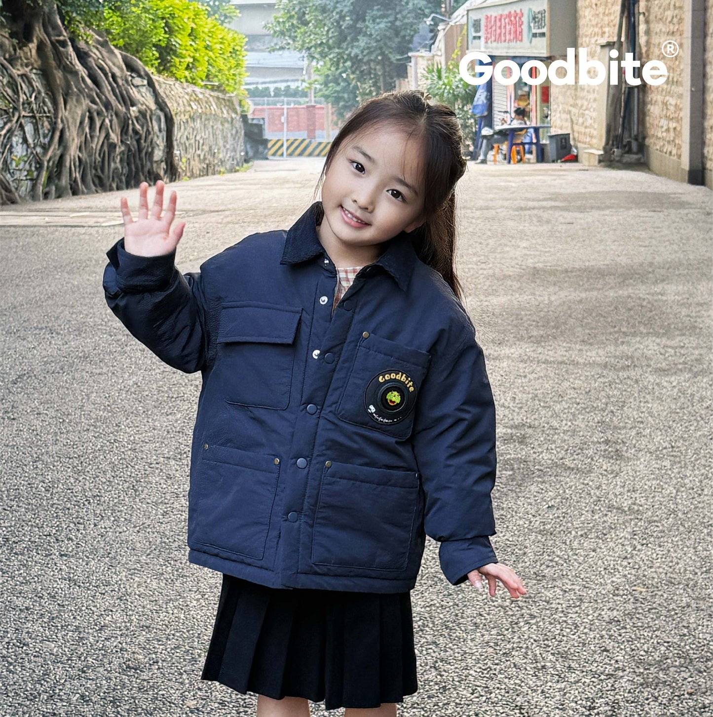 GOODBITE Dinosaur Forest Animated Emoji Display Padded Jacket for kids