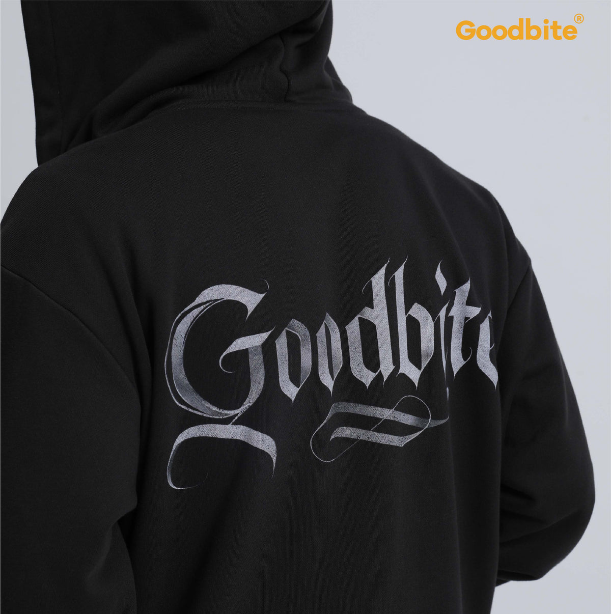 Goodbite A zip-up hoodie with animated emojis