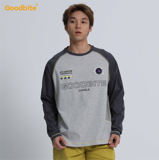 Goodbite Long-sleeve crewneck T-shirt with animated dinosaur emoji，Free Shipping